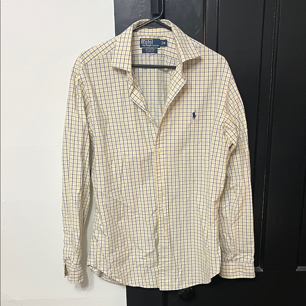 Polo by Ralph Lauren Men's Cream and Blue Plaid Shirt
